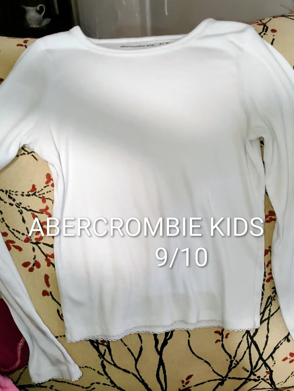 abercrombie kids White Long-Sleeve Crew Top